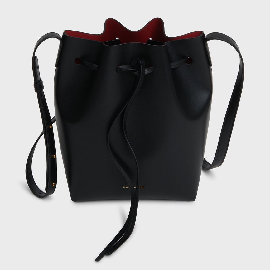 Women's Mansur Gavriel Apple Leather Mini Bucket Bags Black | AU 0416DJ